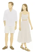 Ilustração de casal com roupas brancas e leves